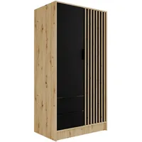 Altdecor Kleiderschrank, Eiche Artisan, Schwarz, Eiche Artisan, Holzwerkstoff, 102x200x51