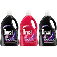 PERWOLL Flüssig-Set 3x 52 Waschladungen (156WL) 2x Black & 1x Color, Feinwaschmittel-Set reinigt sanft und erneuert Farben und Fasern, Waschmittel mit Dreifach-Renew-Technologie