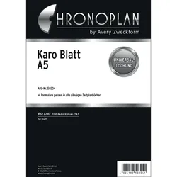 Chronoplan Schreibblock, 50 Blatt, weiß, kariert