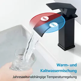 CECIPA Wasserhahn Bad, Wasserfall Wasserhahn Bad Edelstahl Waschtischarmatur Wasserfall mit Auslauf Höhe 84MM Waschbecken Armatur Chrom Einhebelmischer Warm und Kalt wasser Mischbatterien Bad