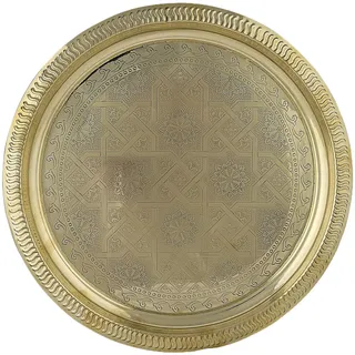 Marrakesch Orient & Mediterran Interior Orientalische Deko Tablett Serviertablett Kerzentablett Nacera Gold 28cm