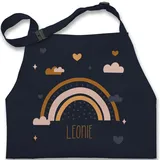 Kinderschürze Schürze Kinder Jungen Mädchen - Boho Regenbogen Rainbow - 2-6 Jahre - Navy Blau - personalisierte geschenke backschürze junge name kinderkochschürzen schöne und 10 bis 14 kind - 2-6 Jahre