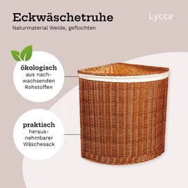 lycce Eckwäschetruhe - 75 L oder 125 L - aus Weide Eckkorb mit Deckel