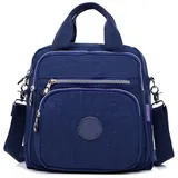 Mehrschichtiger Wasserdichter Rucksack Aus Nylon,3 in 1 Waterproof Multifunctional Casual Crossbody Bag,wasserdichte Nylon-Umhängetasche,Damen Nylon Kleiner Rucksack Mode Handtasche (Dunkelblau)