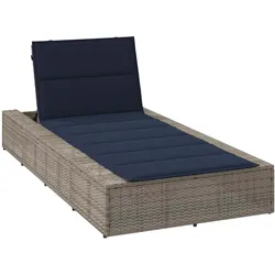 vidaXL Sonnenliege mit schwebender Auflage Grau Poly Rattan