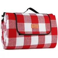 Picknickdecke Picknickdecke 200 x 200cm Wasserdicht für Draußen, Sekey, aus DREI Schichten 200 x 200cm, mit tragbarem Griff rot