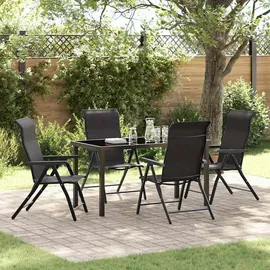 vidaXL 5-teiliges Garten-Ess-Set Schwarz Poly-Rattan
