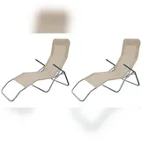 Lex 2er Set Siestaliege Kippliege Sonnenliege Strandliege Garten klappbar beige