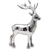 Gro�e Stehende Silber Deko Hirsch Figur & Geweih - Weihnachten Wildfigur 29 cm