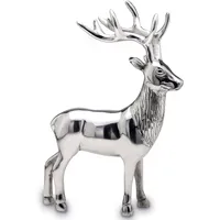 Große Stehende Silber Deko Hirsch Figur & Geweih - Weihnachten Wildfigur 29 cm