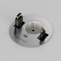 Kindermann CablePort table3 - 1x Strom - 1x USB-C - 2 freie Kabeldurchlässe - Ti...