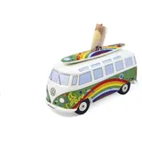 BRISA VW Collection - Volkswagen Spar-Büchse-Schwein-Dose mit Surfbrett im T1 Bus Samba Design (Love Bus/Grün)