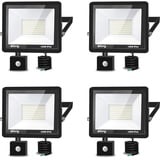 LED Strahler mit Bewegungsmelder 100W 4 Stück, 10000 Lumen Außenleuchte, 6000K Warmweiß Strahler LED Bewegungsmelder, Außenstrahler IP66 Wasserdicht, Außenlampe für Garten, Innenhöfe, Garage, Hotel