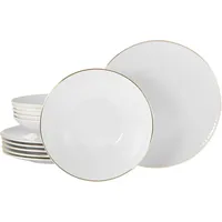 CreaTable Tafelservice Valencia Gold, Porzellan, 12 tlg. - weiß,