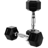 CorePowerPro Hexagon Hantel Set (2x4kg), Gummierte Kurzhanteln Set mit Verchromten Griff, Dumbbells für Gym, Studio und Zuhause, Strength Training Equipment Gewicht Set