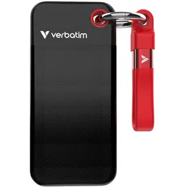 Verbatim Pocket SSD 1 TB (Externe SSD, USB 3.2 Gen 2, bis zu 1.000 MB/s Lese- und Schreibgeschwindigkeit, Portable Festplatte für Mac, PC & Spielekonsole, Schwarz/Rot)