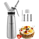 Vingo Sahnespender Whipped Edelstahl Sahnesyphon 3 Aufsätze Sahnebereiter 0.5L Kitchen