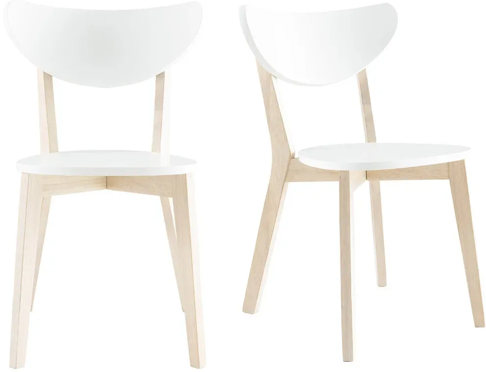 Chaises scandinaves blanc et bois clair (lot de 2) LEENA