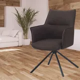 Drehbarer Design Stuhl AURELIA vintage-braun Mikrofaser Metallgestell schwarz 36