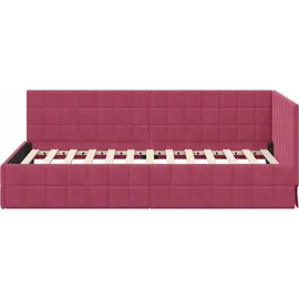 vidaXL Eckbettgestell mit Kopfteil Weinrot 100 cm x 200 cm Samt