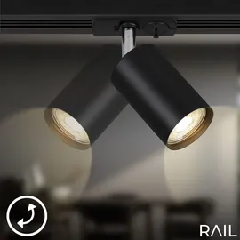 Briloner Rail Komplettset, 6x GU10 Spots schwenkbar, Einspeisung, Lichtschienensystem Decke, Strahler Schiene, Deckenlampe, Deckenleuchte, Spotlight, 2,25m, Schwarz
