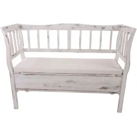 Mendler Sitzbank T207, Bank Truhenbank Staufach Kissen ~ weiß, shabby
