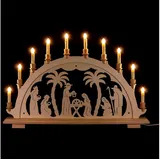 Dregeno Schwibbogen natur Christi Geburt, Krippen-Motiv, elektrisch beleuchtet, von DREGENO SEIFFEN 67,5 cm – Original erzgebirgische Handarbeit