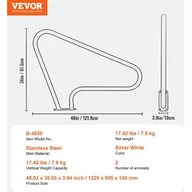 Vevor 2 Stk. Pool Handlauf Haltegriff Pooleinstieg Einstieghilfe 1220x905x100mm