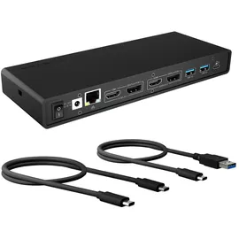 Icy Box USB-C Docking Station (14-in-1) für 2 Monitore (2x HDMI & 2x DP), 5K 30Hz | 4K 60Hz, 6-fach USB 3.0 HUB, 65W Power Delivery, Gigabit Ethernet, Audio, IB-DK2245AC