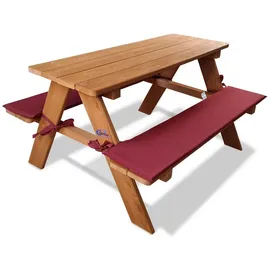 Coemo Kinder-Sitzgruppe Picknicktisch Spieltisch Holz mit zwei Sitzpolstern