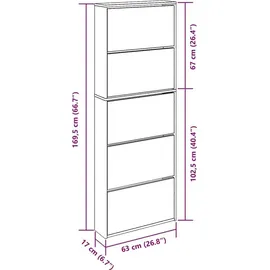 vidaXL Schuhschrank 63 x 170 x 17 cm mit Spiegel / weiß