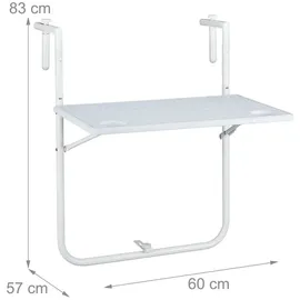 Relaxdays Balkon Hängetisch Rattanoptik Weiß