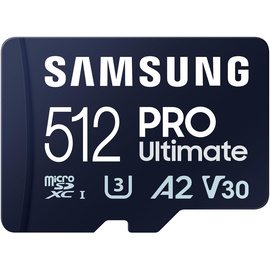 Samsung PRO Ultimate R200/W130 microSDXC 512GB Kit, UHS-I U3, A2, Class 10 (MB-MY512SA/WW)
