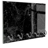 DEQORI Schlüsselbrett 'Marmorplatte nah', (1 St), Schlüsselhalter Schlüssel Haken Schlüsselboard modern Schlüsselleiste schwarz