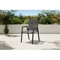 OUTFLEXX Stapelsessel, Anthrazit-Matt, Aluminium/Textilene, stapelbar, pflegeleicht, witterungsbeständig, rostfreies Material