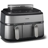 Philips 5000 Series Steam Airfryer Dual Basket NA555/00 Silber/Edelstahl