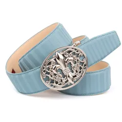 Ledergürtel ANTHONI CROWN, Damen, Gr. 85, blau (hellblau), Rindsleder, casual, Gürtel
