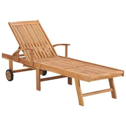 vidaXL Sonnenliegen 2 Stk. mit Taupe Auflagen Massivholz Teak