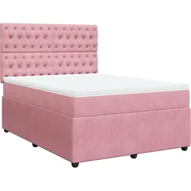 vidaXL Boxspringbett mit Matratze Rosa 140x200 cm Samt