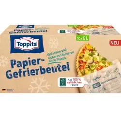 Toppits® Papier-Gefrierbeutel, reißfest 4008871220271 , 1 Packung = 10 Stück, Fassungsvermögen: 6 Liter
