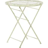 Beliani Gartentisch Hellgrün Metall Rund Klappbar 70 cm Balkon Terrasse Garten Romantisch