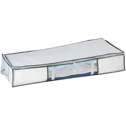 Unterbettkommode WENKO "Vakuum Soft Box XL", weiß (transparent, weiß), B:105cm H:15cm T:45cm, Polypropylen, Aufbewahrungsboxen, integrierte Vakuum-Tasche & Blitzventil, bis zu 75 % Platzersparnis