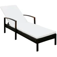 Furnicato Sonnenliege mit Auflage Poly Rattan Braun,