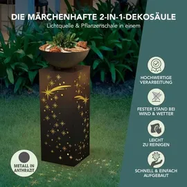 Easy Maxx LED Dekosäule 87 cm Beton-Optik Pflanzschale grau