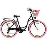 Goetze Mood Damenrad 28 Zoll, 7-Gang mit Korb, Schwarz | Rosa