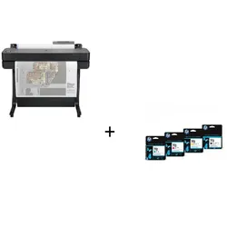 HP DesignJet T630 Tintenstrahl-Großformatdrucker inklusive zusätzlichem Tintenset 712