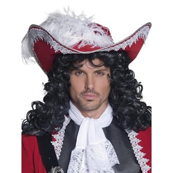 Smiffys Kostüm Captain Hook Piratenhut, Opulenter Piratenhut für gepflegte Seeräuber rot