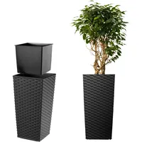 Kadax – Rattan Blumentopf, Pflanzkübel mit Einlage, 40 cm,