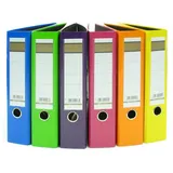 Livepac-Office Aktenordner DIN A4 75 mm Blau/Grün/Lila/Rosa/Orange/Gelb 6 St.