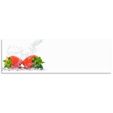 Artland Küchenrückwand »Erdbeeren mit Spritzwasser«, (1 tlg.), Alu Spritzschutz mit Klebeband, einfache Montage, rot